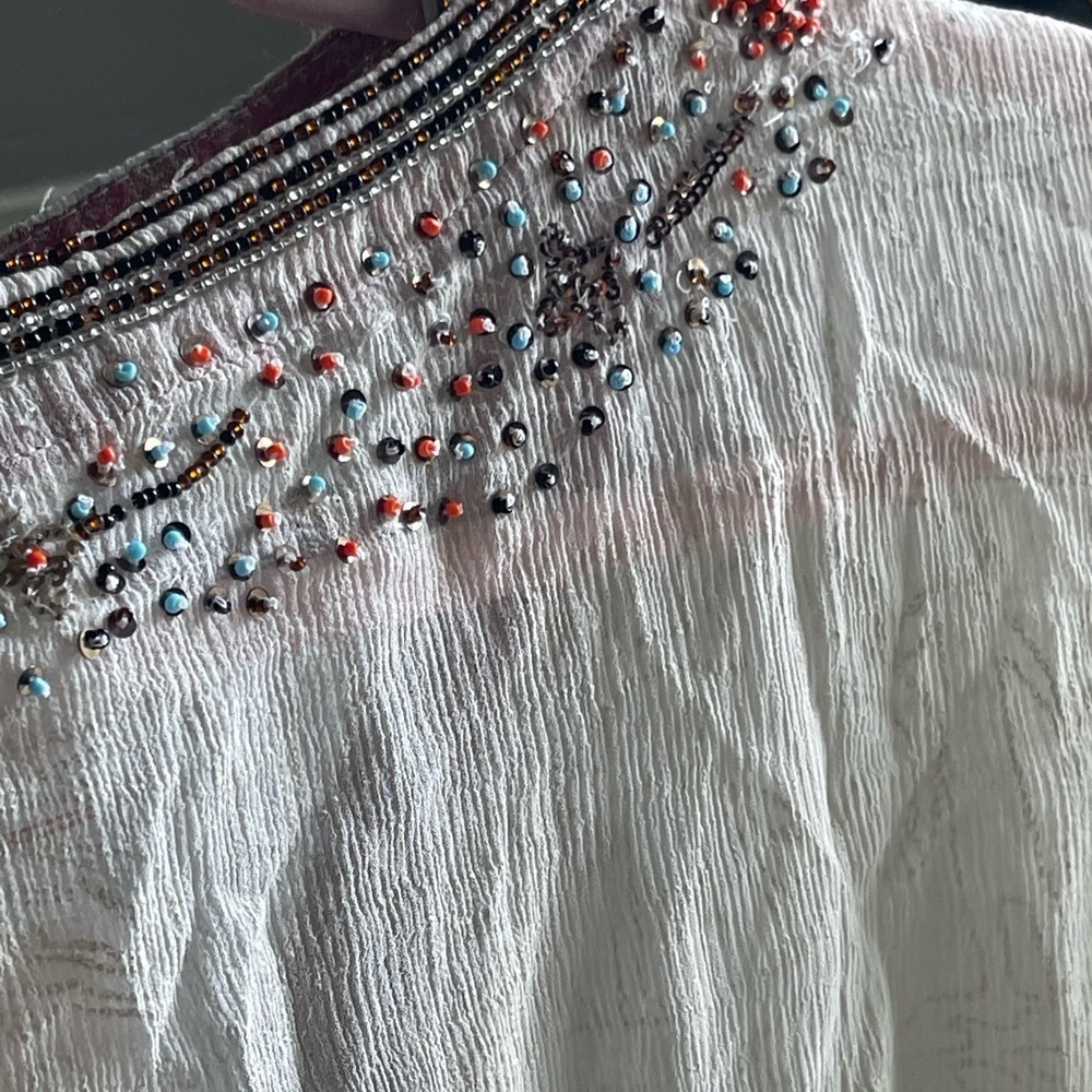 NWT Monique Leshman 100% Silk Southwestern Transparent Embellished Tunic - Picture 12 of 16